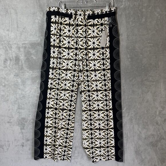 NWT Soft Surroundings Women XL Pants Canna Black Yellow Beachy Flowy Wide Leg